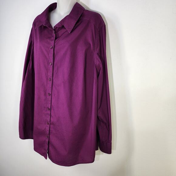 Foxcroft Lane Bryant Shirt Women Size 22 Wrinkle Free Stretch Button Long Sleeve - Picture 5 of 9